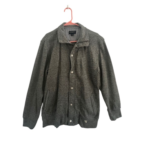 Banana Republic Womens Gray Cotton Snap Front Mock Neck Jacket Medium RN 54023 - Picture 2 of 8